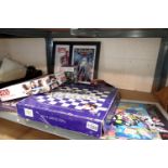 Mixed Marvel items and a drinking chess set with 32 shot glasses. Not available for in-house P&P