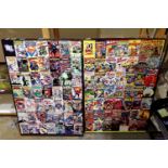 Two framed posters of Marvel and DC comics, 93 x 62 cm. Not available for in-house P&P