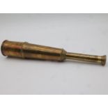 Large lens brass three-draw telescope, extended L: 90 cm. UK P&P Group 2 (£24+VAT for the first