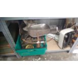 Cast iron scales with weights and an Avery shop grocer's scale. Not available for in-house P&P.