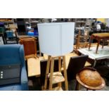 Wooden two shelf floor lamp. Not available for in-house P&P