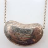 Tiffany & Co. 925 silver 'Bean' necklet by Elsa Peretti, chain slightly tangled near clasp, chain L: