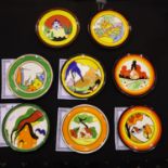 Seven Clarice Cliff limited edition plates by Wedgwood, House and Bridge, Poplar, Red Roofs,