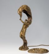 Tischlampe, Fernand Ouillon-Carrére: Weiblicher Akt mit Schleier.