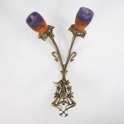 2-flammige Jugendstil-Wandlampe. Muller Frères, Luneville.