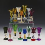 15 verschiedene Likörgläser. Murano.