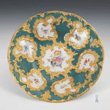 Prunkschale mit grünem Fond und Blumenmalerei. Meissen.