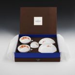 2 Teetassen und 1 Schälchen mit roter Drachenmalerei. Meissen.