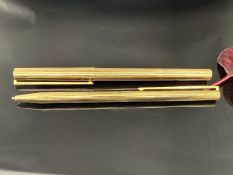 S.T. Dupont Schreibset Kugelschreiber und Filzstift, goldfarben