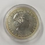 A 1998 fine silver Two Pound coin. Approx. 28 grams. Est. £30 - £40.