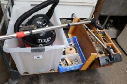 +VAT Trolley contents to include a vacuum cleaner, various hand tools and fixings