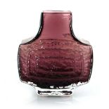 Geoffrey Baxter (1922-1995) for Whitefriars, a Textured Range 'TV' vase in aubergine, paper