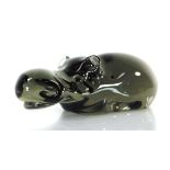 A glass sculpture modelled as a hippopotamus, paper label for Murano Seguso, w. 20.5 cm