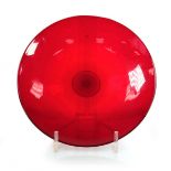 In the manner of Murano, a red glass open bowl or table-centre, unsigned, di. 31 cm