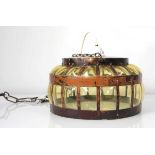 A Danish ceiling light, the moulded glass shade with a metalwork cover Working order unknown, lead