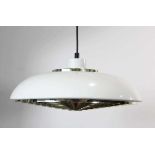 A 1970/80's Danish white enamelled ceiling light of squat form Working order unknown, lead cut, some