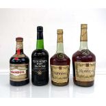 4 bottles, 2x Hennessy Very Special VS Cognac 40% 70cl & 1 litre, 1x Drambuie Skye Liqueur 40%