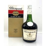 An old bottle of Bisquit VSOP Fine Champagne Cognac with box circa 1960's 80 proof 26 2/3 fl oz