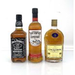 3 bottles, 1x Jack Daniel's Old No.7 Tennessee Sour Mash Whiskey 40% 70cl, 1x Southerm Comfort 35%