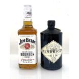 2 bottles, 1x Hendrick's Scottish Gin 41.4% 70cl & 1x Jim Beam Kentucky Straight Bourbon Whiskey 40%