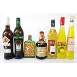 7 bottles, 1x Drambuie liqueur 40% 70 proof 68 fl oz, 1x Noilly Prat Original Dry 18% 75cl, 1x La