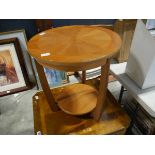 Small mid century 2 tier circular teak finish side table