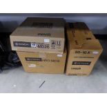 Hitatchi HTMD26 stereo turn table, Hitatchi HRDMD16 cassette recorder and tuner and 2 Hitatchi SS16X