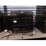 Hitatchi music system consisting of turn table HTMD30X, tuner HRDMD30, stereo amp and stereo