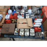 Pallet containing oils to include Castrol, Goldenfilm, Servol etc (approx 30 containers)