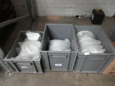 +VAT 3 crates containing assorted white crockery, mostly plates