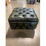 Green button upholstered storage ottoman