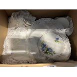 Box containing bone china Royal Ascot pattern tea sets