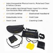 220 No: Sports Sunglasses With Interchangeable Photochromic & Polarised Yellow & Clear Lenses