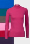25 x Ladies Highneck Turtle Neck Long Sleeve Top - New In Pack Onesize 8-12