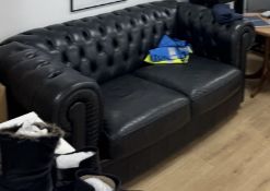 Black Chesterfield Style 2 Seater Sofa Very Good Condition