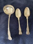 Two Vintage Silver Plate Serving Spoins Plus Large Ladle c 1950’s