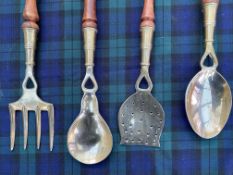 Brass and Wood Kitchen Utensil Set