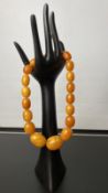 Superb Large Antique Genuine Egg Yolk Butterscotch Amber Bead Necklace - 75g