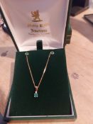 Gold, Diamond and Emerald Pendant, Earrings and Chain