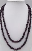 Stunning Vintage 925 Silver T Bar Baroque Beaded Garnet Necklace 100cm 54g