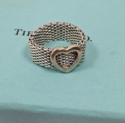 Tiffany & Co. Somerset Mesh Heart Sterling Silver Ring