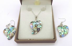 Sterling Silver Paua Necklace and Earrings Set New With Gift Pouch