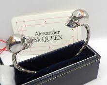 Alexander McQueen 590934 3418Q 1778 CA Biker Twin Skull Bracelet