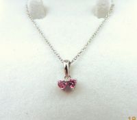 Sterling Silver Pink Tourmaline Gemstone Heart Pendant Necklace New With Gift Pouch
