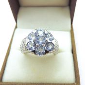 Sterling Silver Blue & White Gemstone Ring