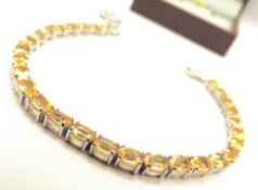 Sterling Silver 10 Carat Citrine Gemstone Tennis Bracelet New With Gift Pouch