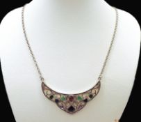 Multi-Gemstone Sterling Silver Necklace 13 grams New With Gift Pouch