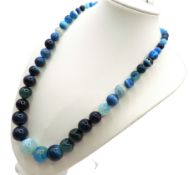 Sterling Silver Brazilian Blue Agate Bead Necklace New With Gift Pouch