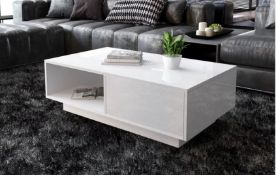 Modern High Gloss Coffee Table Rectangular Living Room Storage Tea Table