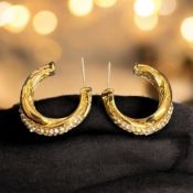 10 X RRP Â£15.91 ea Brand New Overstock - Chunky Gold Earrings for Women L11a